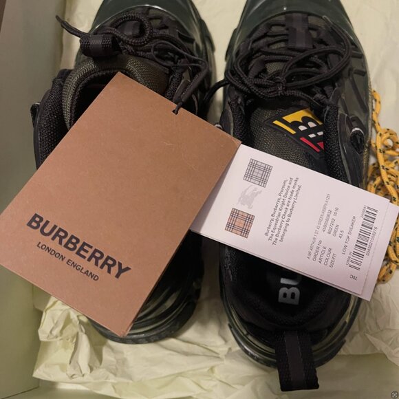 Burberry Nylon And Suede Arthur Sneakers In Green - Picture 11 of 13